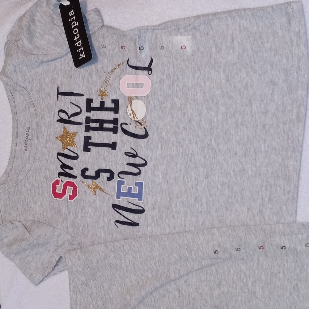 KidTopia Girl Grey Heather 2-piece T-Shirt/Leggings Multicolor appliques 5